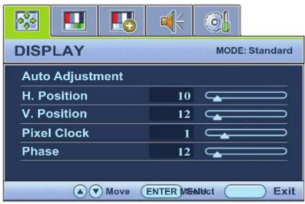BENQ GL950 - Menu AFFICH. - 1