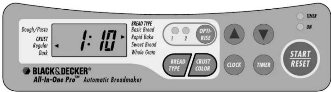 BLACK & DECKER B1650 - Réglages et fonctions du panneau de commande - 2