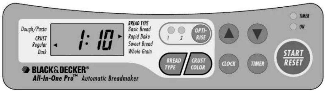 BLACK & DECKER B1650 - Control Panel Settings & Functions - 2