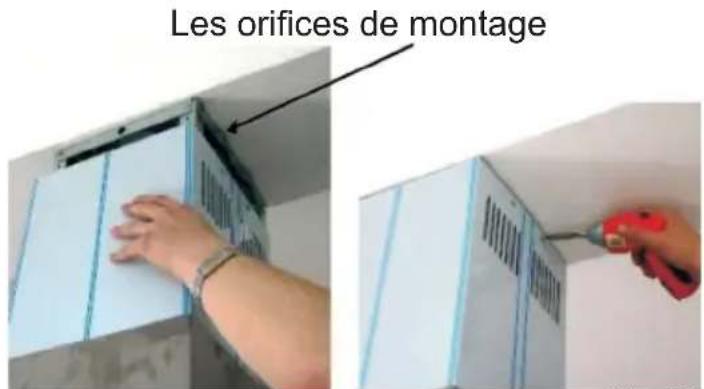 AMICA OWS 952 T - G) Montage de la cheminée intérieure sur l'accroche de plafond - 1