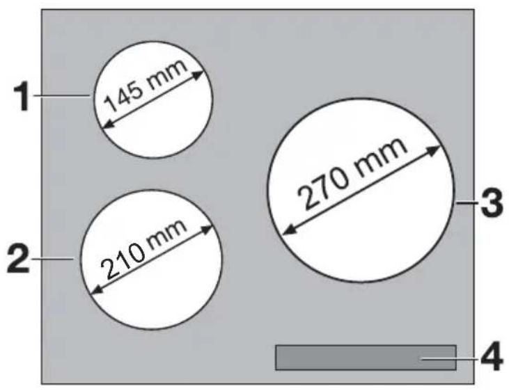ARTHUR MARTIN ELECTROLUX EKD607750X - Disposition du plan de cuisson - 1