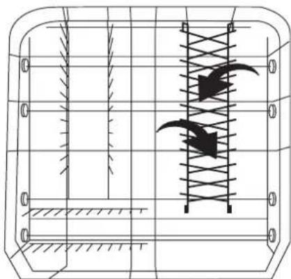 ARTHUR MARTIN ELECTROLUX ASF 2765 - Variante 3: le support à assiettes sur la droite du panier inférieur est rabatable en croisant les rayonnages - 2