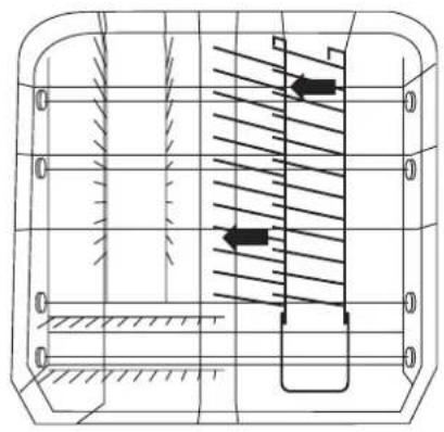 ARTHUR MARTIN ELECTROLUX ASF 2765 - Variante 2: le support à assiettes à droit de panier inférieur est rabattable vers la gauche. - 3