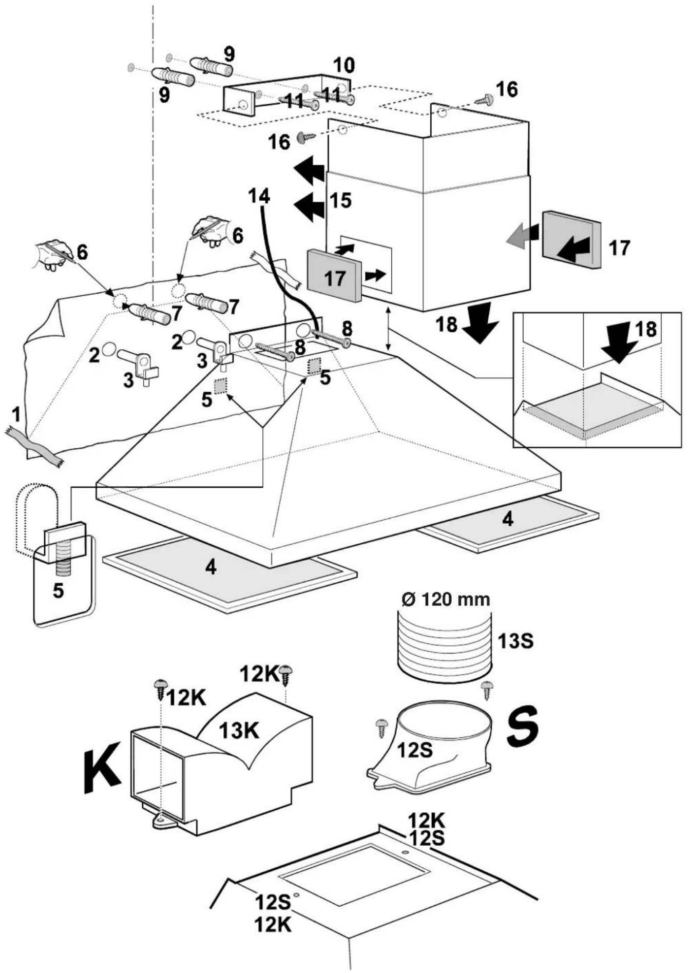 ARTHUR MARTIN ELECTROLUX AFC931X - Pour installer la cheminée en version évacuation - 1