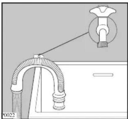 ARTHUR MARTIN ELECTROLUX AWF 14580 W - Sur le bord d'un lavabo à l'aide d'une guide en plastique livrée avec l'appareil. - 1