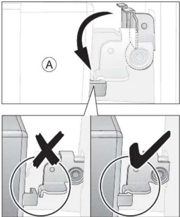 ARTHUR MARTIN ELECTROLUX AOC 45440 K - Rabattez le levier de serrage (A) situé sur les deux charnières de la porte dans leur position d'origine.. - 1