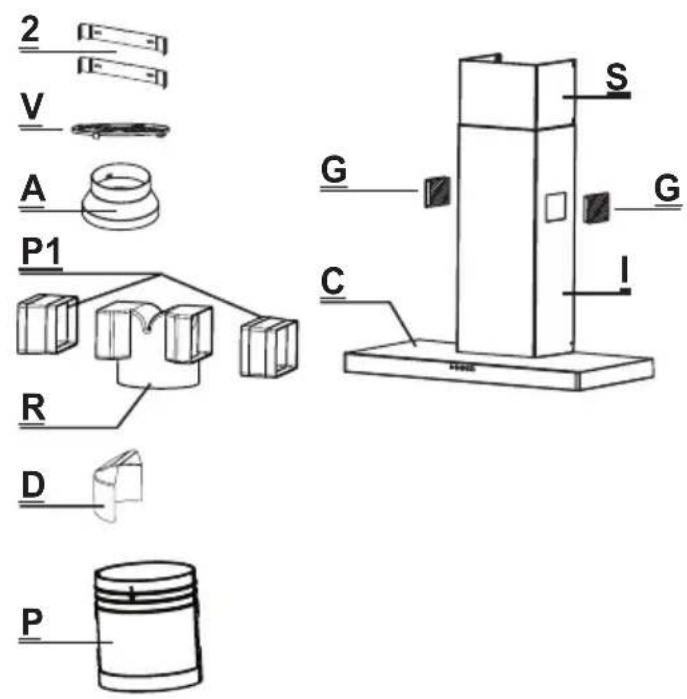 ARTHUR MARTIN ELECTROLUX AFC1230W - Accessoires fournis avec la hotte - 1