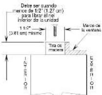 Debe ser cuando merce de 1/2" (1.27 cm) para librar al net inferior de la unidad 1:2" (3.01 cm) minimo Tira de macrera Marzo de la varianos L E H O H