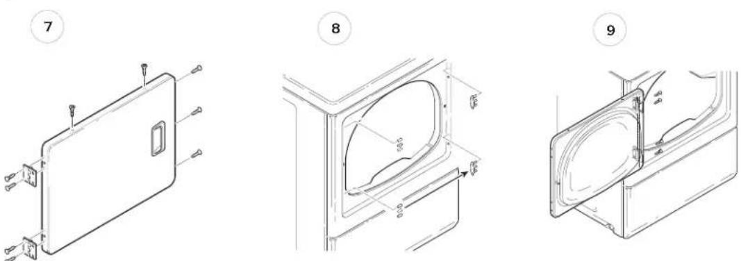 AMANA NDE2330AYW - Suivre ces étapes pour inverser le sens d'ouverture de la porte : - 2