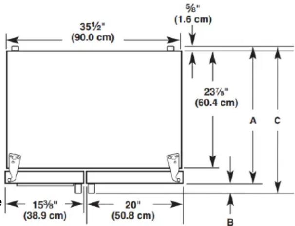 35½" (90.0 cm) 5% (1.6 cm) 23½" (60.4 cm) A C 15¾" (38.9 cm) 20" (50.8 cm) B