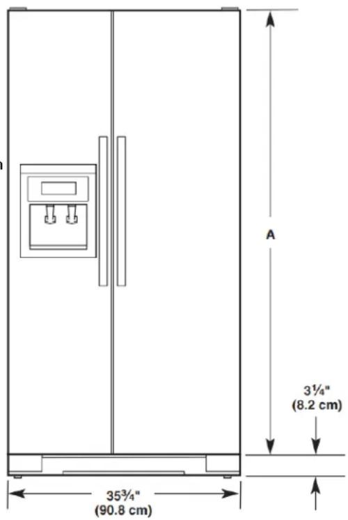 35³/₄" (90.8 cm) A 3½" (8.2 cm)