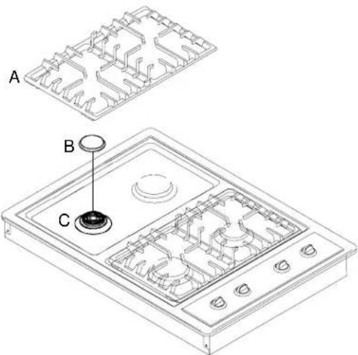AMANA AKS3020L - Place Grates and Burner Caps - 1
