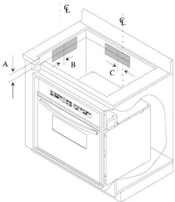 AMANA AKGD3050SS - Vent Locations for Downdraft Cooktop above Undercounter Wall Oven - 1