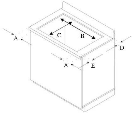 AMANA AKGD3050SS - Dimensions minimums de l'armoire - 1