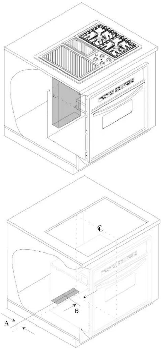 AMANA AKGD3050CC - Vent Locations for Downdraft Cooktop above Undercounter Wall Oven - 2