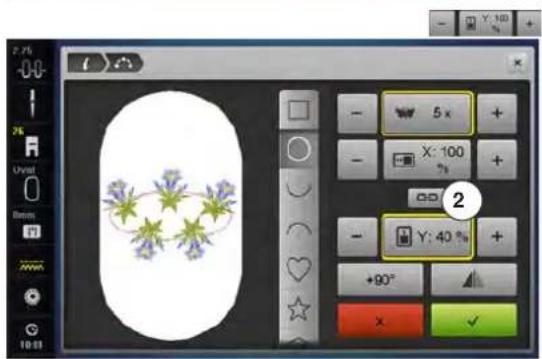 BERNINA 880 Plus - Modifier la dimension de la forme - 2