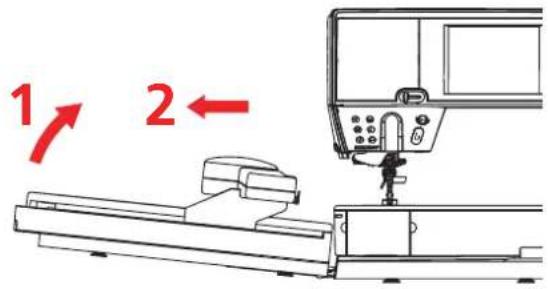BERNINA 880 Plus - Placer et fixer le module de broderie à la machine à coudre informatisée - 1