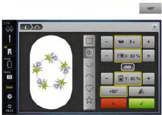 BERNINA 880 Plus - Modifier la dimension de la forme - 3