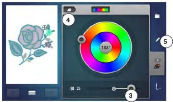 BERNINA 880 Plus - Modifier la couleur du motif de broderie avec le cercle des couleurs - 1