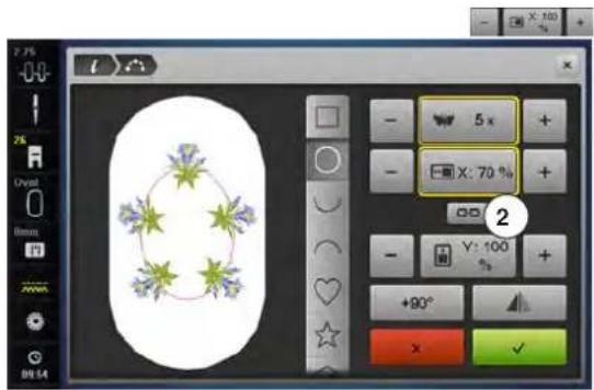 BERNINA 880 Plus - Modifier la dimension de la forme - 1