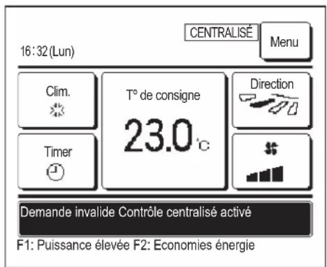 MITSUBISHI RCEX3 - ■ "Requête invalide. Contrôle centralisé activé" affché - 1