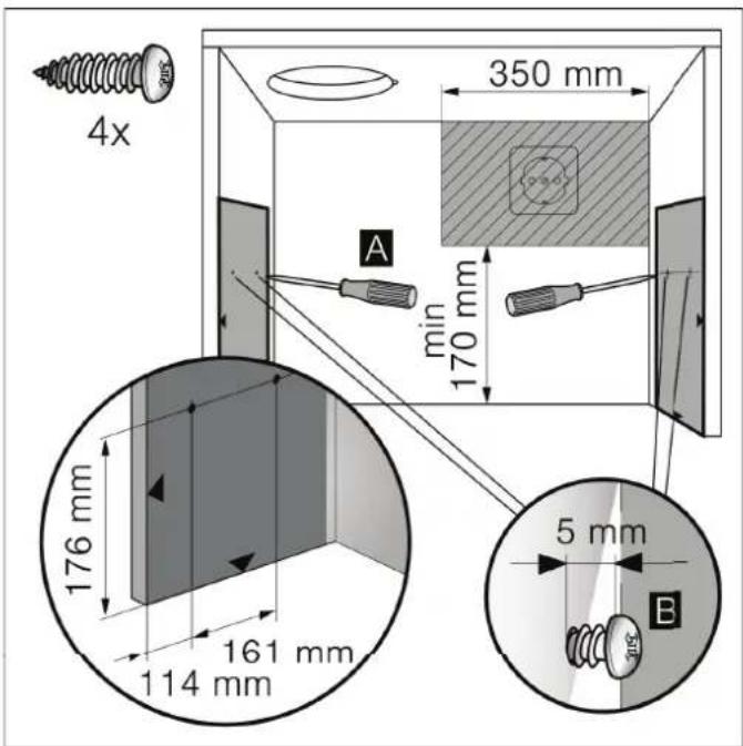 CONSTRUCTA CD30675 - Apparaatafmetingen en veiligheidsafstanden - 2