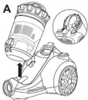 BESTRON Multipo Plus AMC1000B - CLEANING AND MAINTENANCE - Removing waste from the dust receptacle - 1