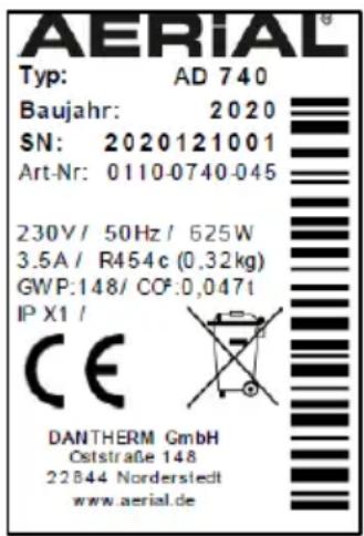 Aerial AD 740 - Typenschild - 1