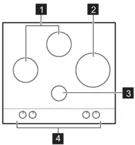 ARTHUR MARTIN AGU6648LXX - Cooking surface layout - 1