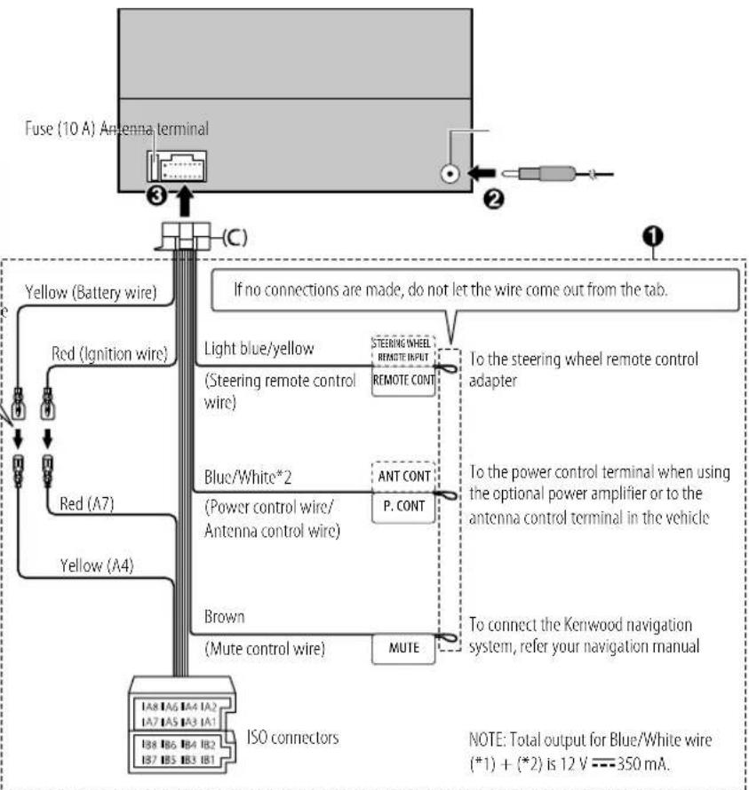 KENWOOD DPXM3200BT - Connecting the ISO connectors on some VW/Audi or Opel (Vauxhall) automobiles - 2