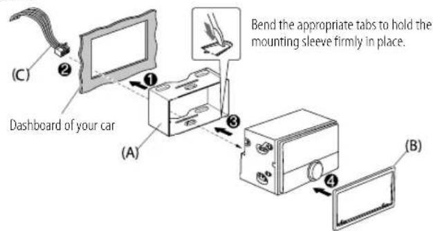 KENWOOD DPXM3200BT - Installing the unit (in-dash mounting) - 1