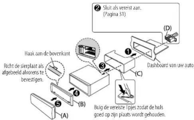 KENWOOD KDCBT440U - Installeren van het toestel (in-dashboard montage) - 2