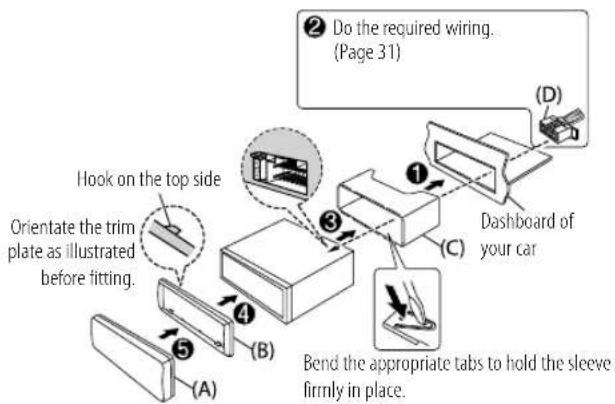 KENWOOD KDCBT440U - Installing the unit (in-dash mounting) - 2