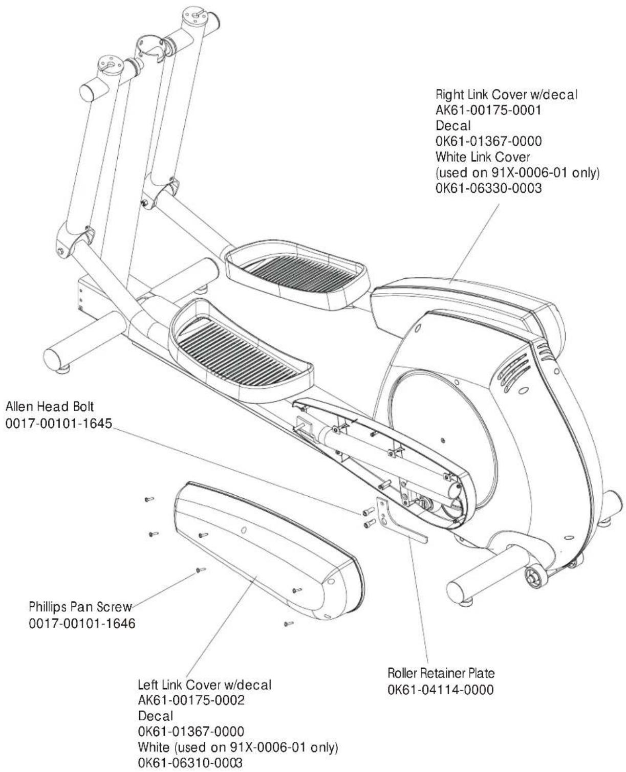 Life Fitness 91Xi Total Body Trainer - ANTI LIFT BRACKET & OUTER PEDAL COVERS S/N XTF100000 and UP - 1