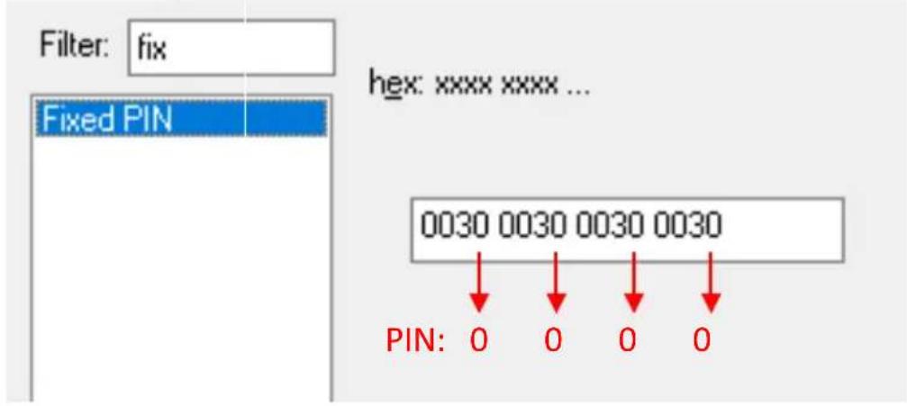 VISION CS1900P - TYPE "FIX" IN FILTER The current PIN in this example is shown below: - 1