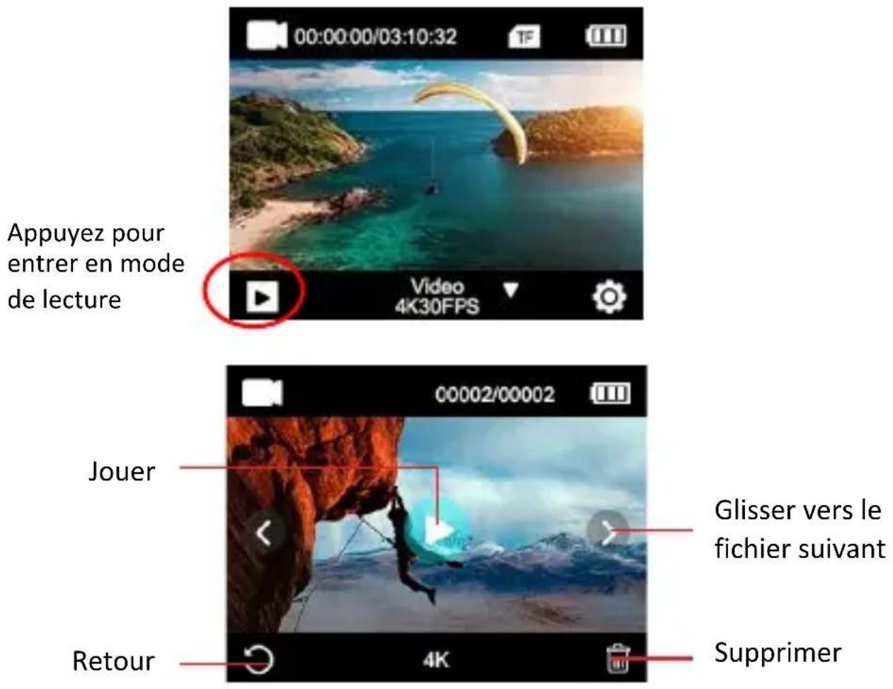 GoXtreme Impulse 4K - MODE LECTURE - 1
