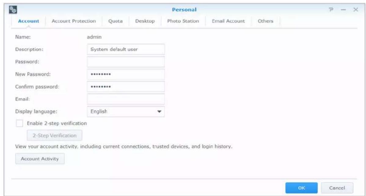 SYNOLOGY DiskStation DS420j - Pour gérer les paramétres personnels : - 1