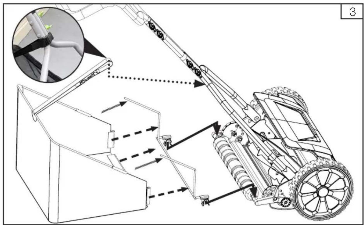 Technical line drawing of a mechanical excavator assembly with motion arrows and component details (no text or symbols)