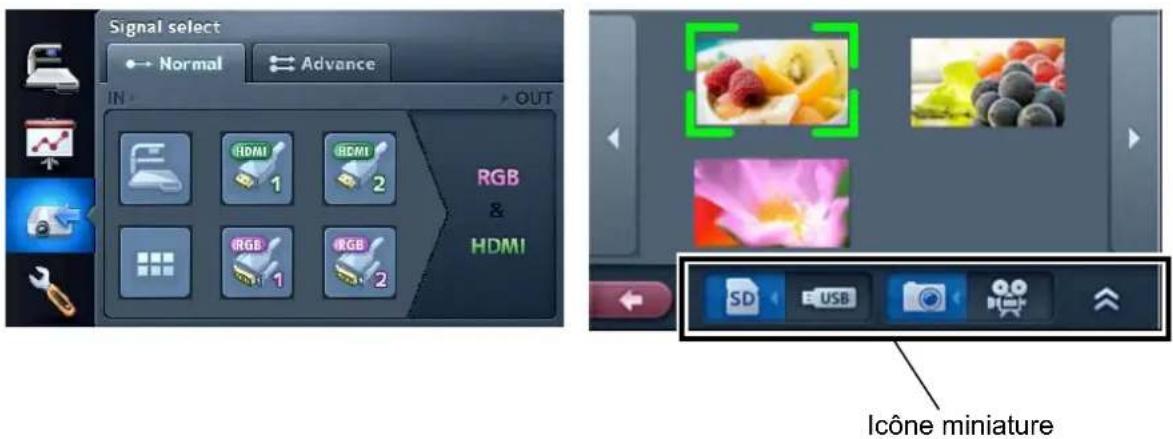 Signal select Normal Advance IN > OUT RGB & HDMI SD USB Iconé miniature