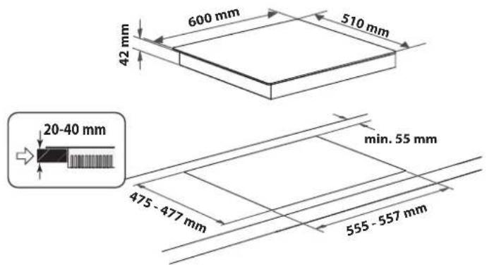 HOTPOINT FTGHG 641 DHA(BK) - DIMENSOES E DISTANCIAS A SEREM MANTIDAS - 1