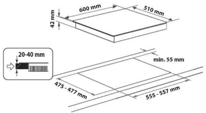 HOTPOINT FTGHG 641 DHA(BK) - DIMENSIONES Y DISTANCIAS QUE DEBEN RESPETARSE - 1