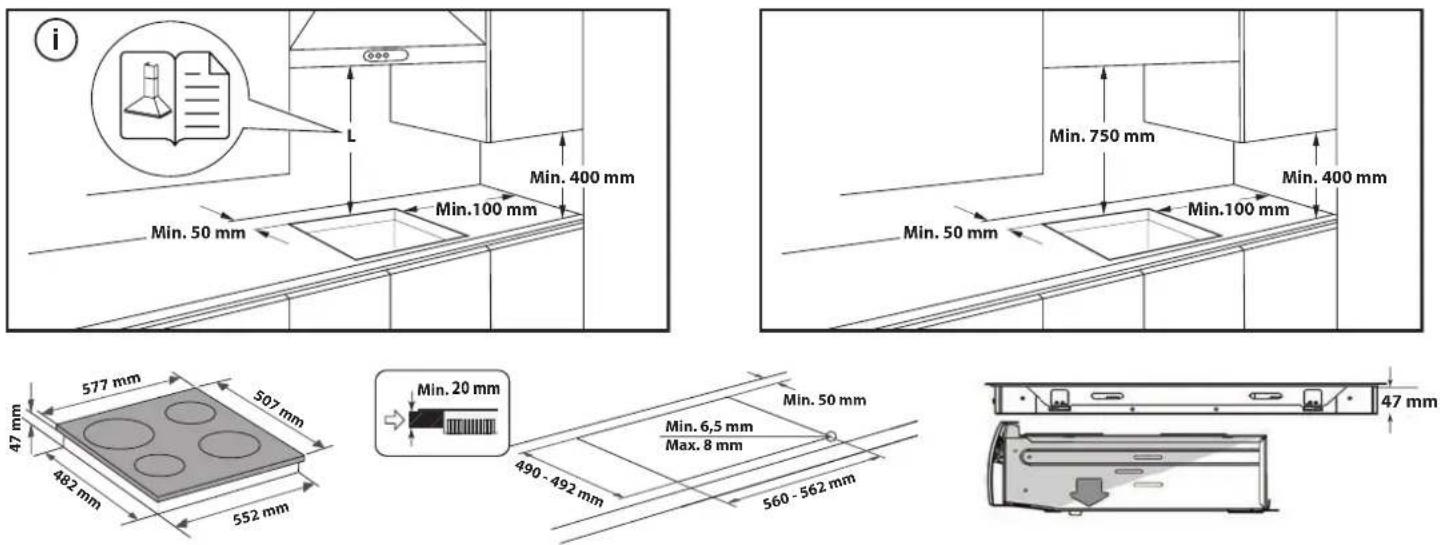 BAUKNECHT CHR 6642 IN - DIMENSIONS ET DISTANCES A RESPECTER - 1