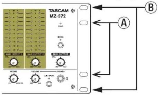 TASCAM MZ372 - Einbau mit Hilfe der universellen Befestigungslöcher - 1
