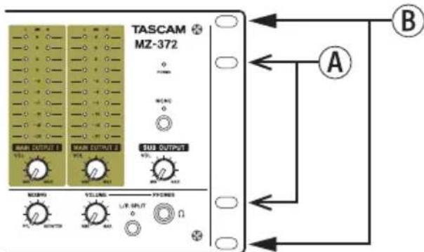 TASCAM MZ372 - Montage en rack à l'aide des trous universels - 1