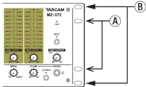 TASCAM MZ-372 MAIN OUTPUT VOL MAIN OUTPUT VOL MAIN OUTPUT MAIN OUTPUT VOL VOLUME L/R SPLIT PUMES A B