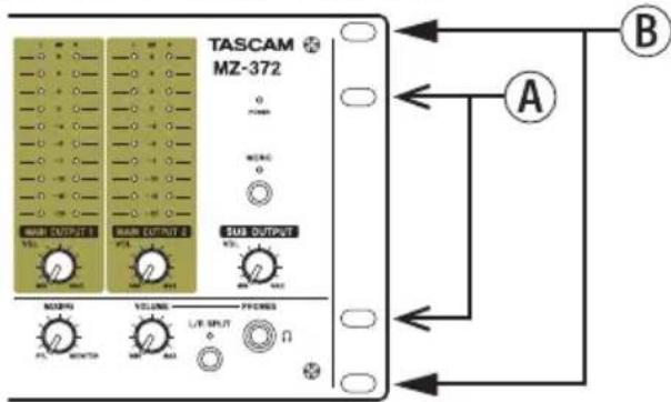 TASCAM MZ372 - Montaje en rack usando los agujeros universales - 1