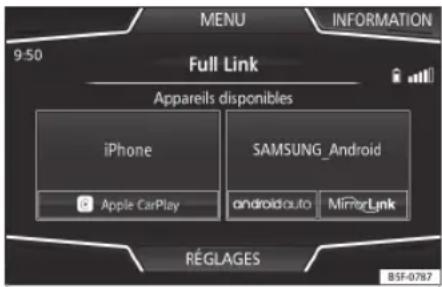 SEAT Navi System Plus - Raccordement de dispositifs mobiles prnant en charge les technologies de MirrorLink, Android Auto et/ou Apple CarPlayTM - 2