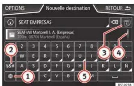 SEAT Navi System Plus - Recherche dans les listes (en déplaçant l'écran) - 1