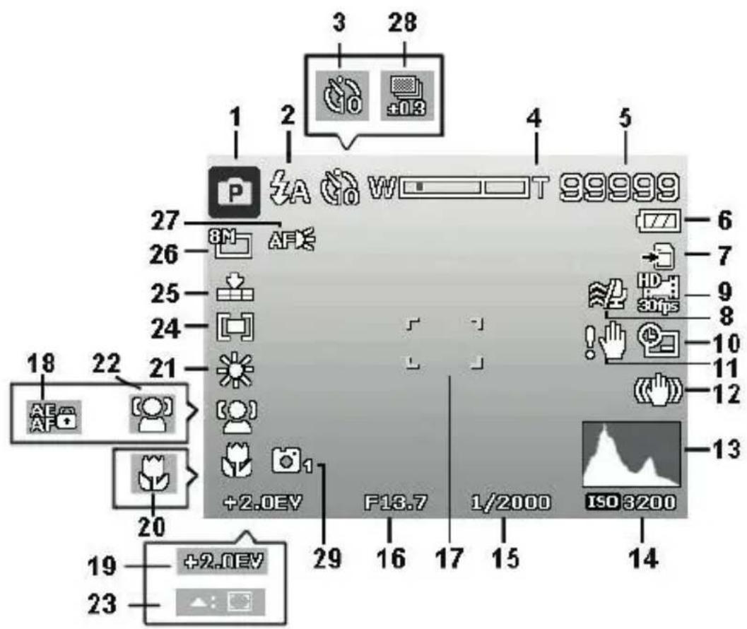 MEDION LIFE X44038 (MD 86938) - Informations affi chées pour la prise de vue - 1