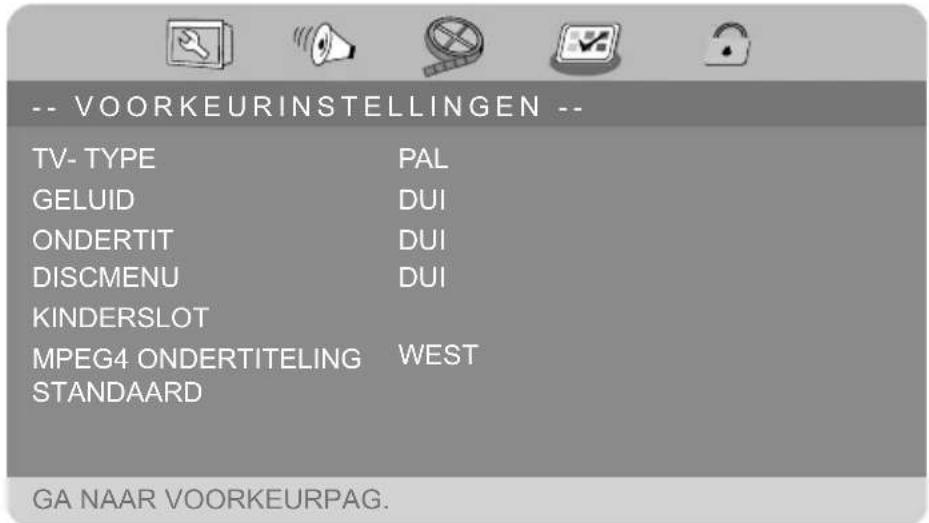 MEDION LIFE P72022 (MD 84873) - Menu VOORKEURSINSTELLINGEN - 1
